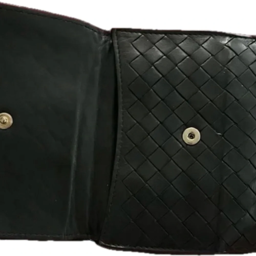 Bottega‎ Veneta BLACK LEATHER Intrecciato Weave Wallet LUXURY